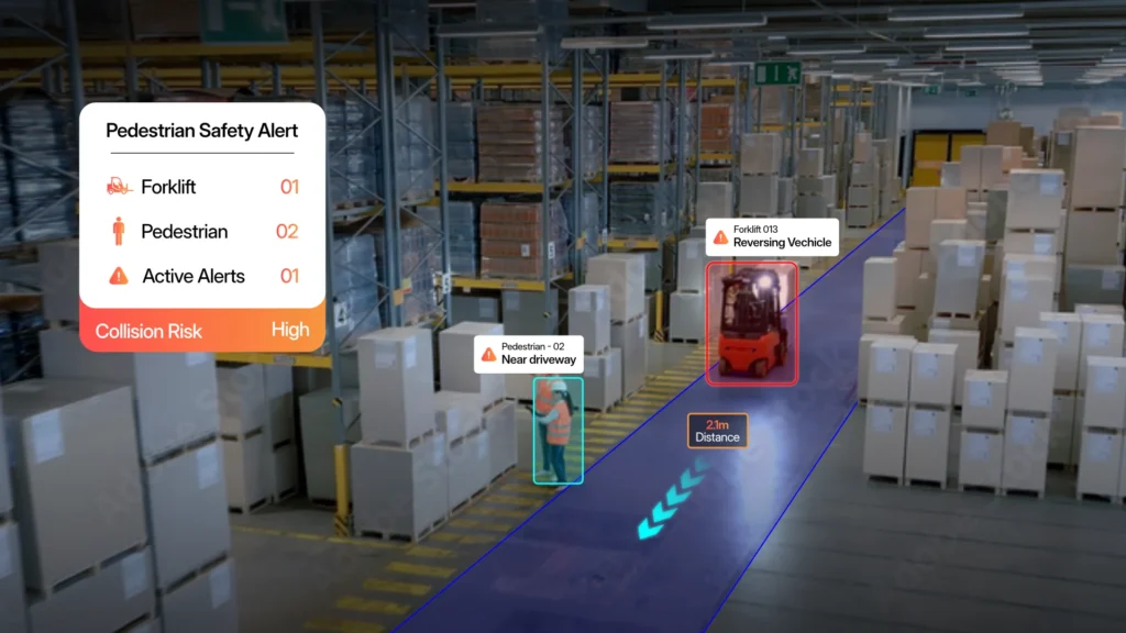 Real-time forklift pedestrian collision risk monitoring